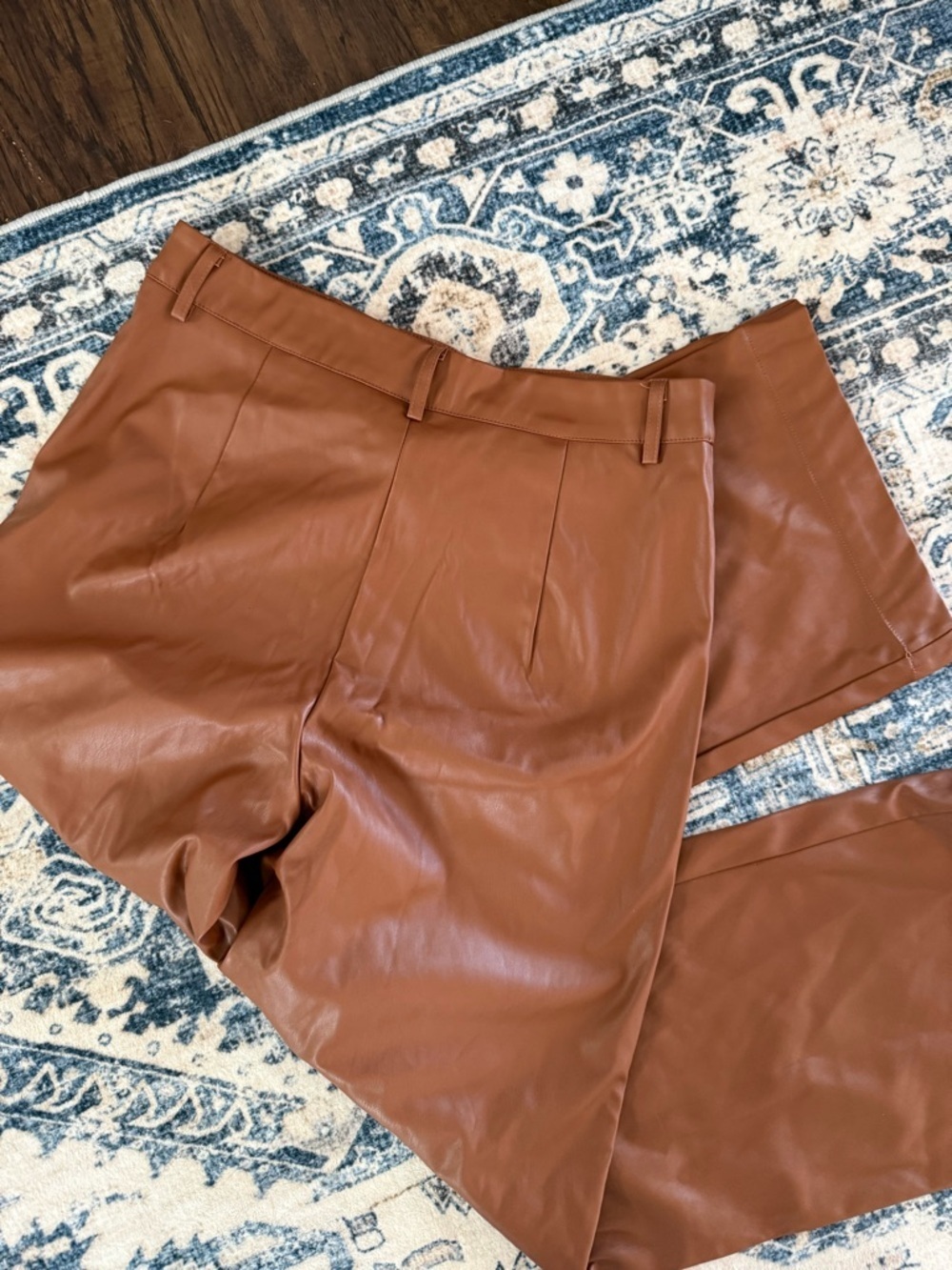 Emery Rose NWOT Faux Leather Wide Leg Pants - Cognac Brown - Picture 7 of 10
